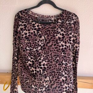 Leopard Print Long Sleeve cashmere Top